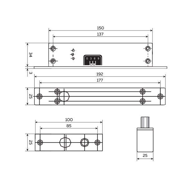 Замок-защелка врезной соленоидный электромеханический Fuaro AT-EL500A-2