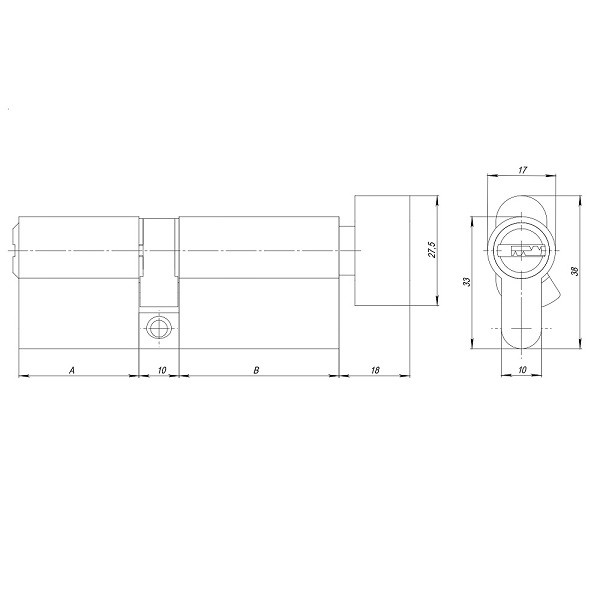 Цилиндровый механизм с вертушкой AJAX AZ2002Knob80 (40+10+30) CP хром