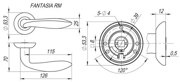 Ручка дверная FUARO FANTASIA RM SN/CP-3 Матовый никель/хром