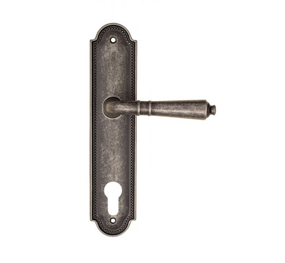 Дверная ручка на планке Fratelli Cattini TOSCANA CYL PL248-IA античное серебро