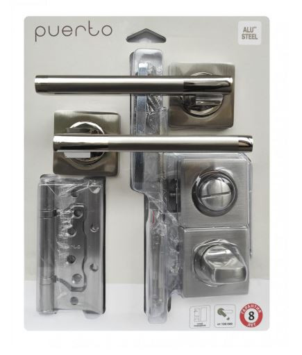 Комплект дверной фурнитуры PUERTO SET 514-02 2070PL 2S SN/NP никель матовый/никель блестящий