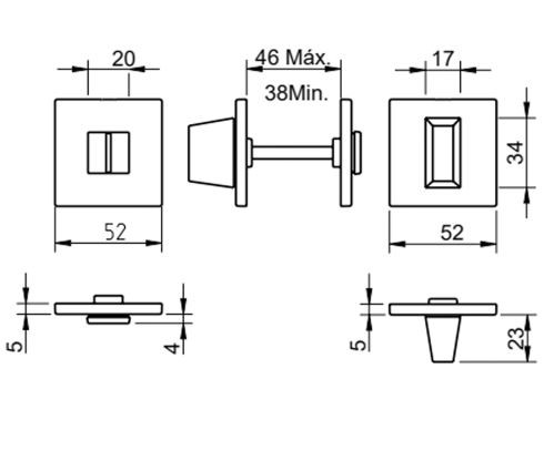 Завертка сантехническая TUPAi 4040 5S Q-158 сатинированная латунь