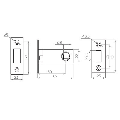 Защелка врезная AJAX MAGNLN50-8 AB бронза