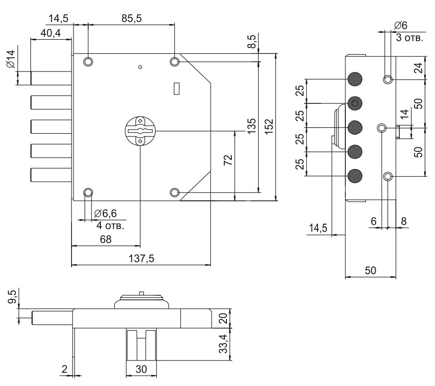 Замок накладной ЭЛЬБОР Базальт 1.05.53.МА медный антик