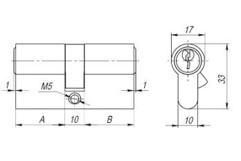 Цилиндровый механизм AJAX AX1000Key90 (40+10+40) CP хром