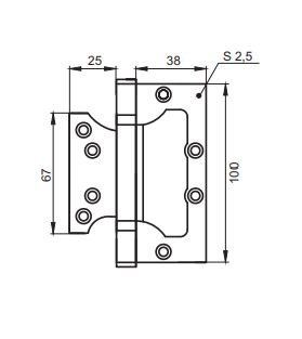Петля накладная без врезки PUERTO IN100-2S FH SSC безВР 100*75*2,5 супер сатинированный хром 2 шт