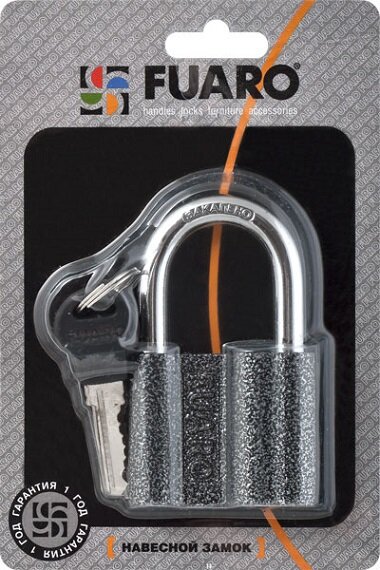 Замок навесной FUARO PL-4061 61 мм 3 англ. кл. БЛИСТЕР