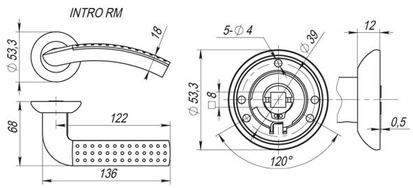 Ручка дверная FUARO INTRO RM SN/CP-3 Матовый никель/хром