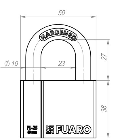Замок навесной FUARO PL-2550 50 мм 4 фин. кл. БЛИСТЕР