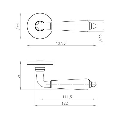 Ручка дверная AJAX R.JSR51.LUCIA SSG-39 сатинированное золото