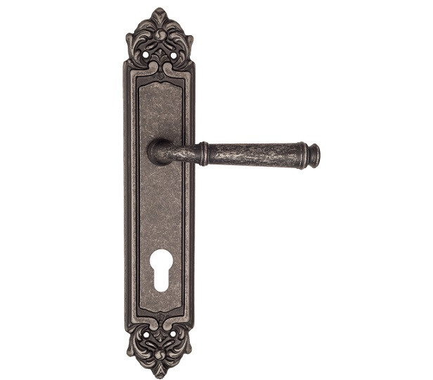 Дверная ручка на планке Fratelli Cattini FARFALLA CYL PL96-IA античное серебро