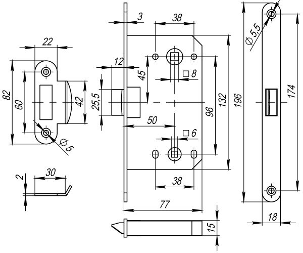 Пластиковая защелка FUARO PLASTIC P96WC-50 BL-24 черный