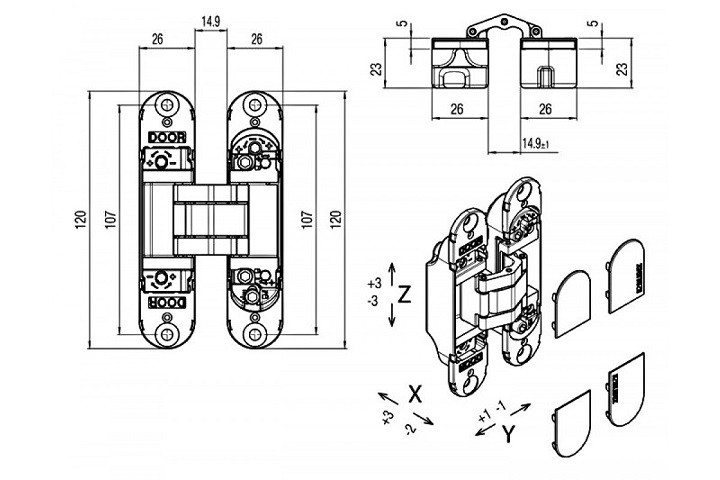 KUBICA 7000 DXSX NS универсальная петля цвет МАТОВЫЙ НИКЕЛЬ 50 kg