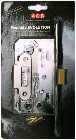 Замок межкомнатный WC AGB MEDIANA EVOLUTION B01102.50.06.567 с ответной планкой B01000.13 хром