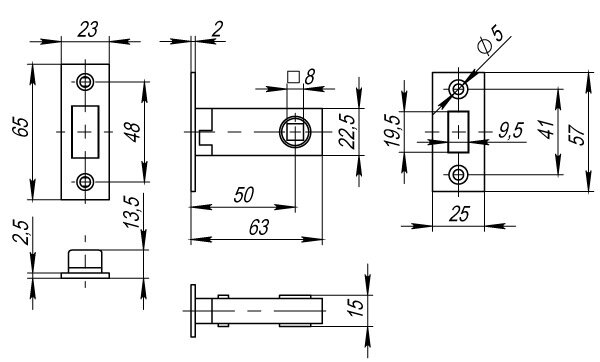 Защелка врезная FUARO MAGNET M12-50-25 SG мат золото