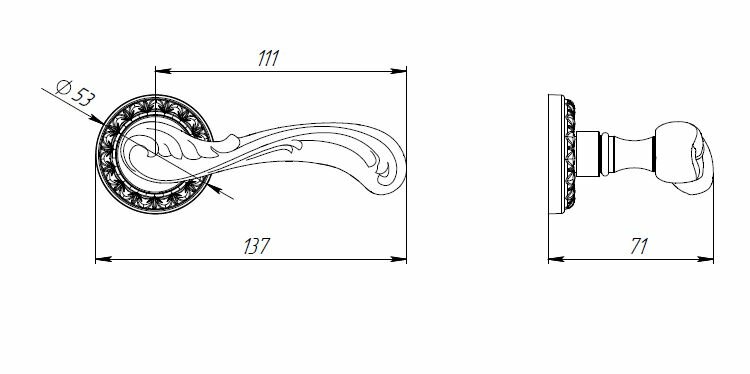 Ручка дверная PUNTO PALMIRA MT OB-13 античная бронза