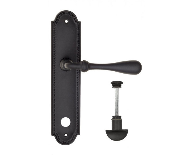 Дверная ручка на планке Fratelli Cattini RETRO WC-2 PL248-NM матовый черный