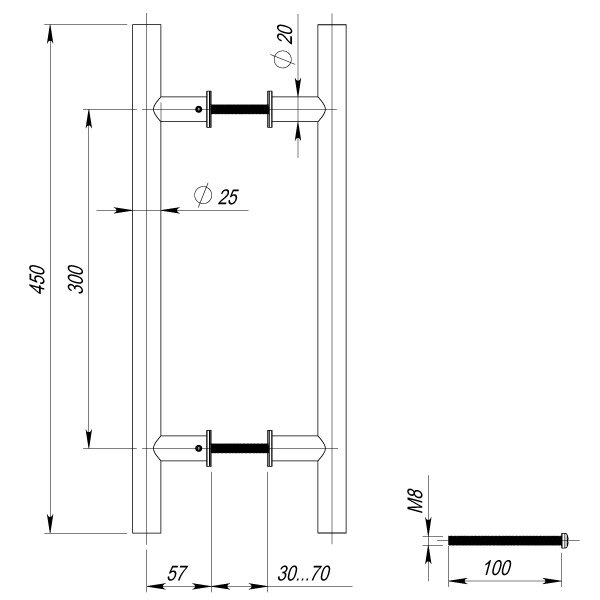 Ручка-скоба FUARO PH-22-25/300-INOX Нержавейка
