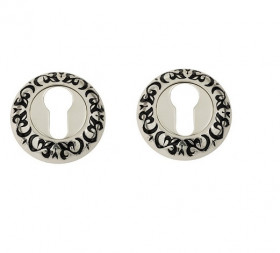 Накладка дверная под цилиндр Venezia CYL-1 D4 натуральное серебро + черный