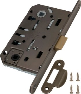 Замок межкомнатный WC AGB MEDIANA EVOLUTION B01102.50.12.567 с ответной планкой B01000.13 античная бронза