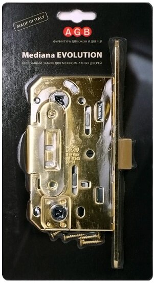 Замок межкомнатный WC AGB MEDIANA EVOLUTION B01102.50.12.567 с ответной планкой B01000.13 античная бронза