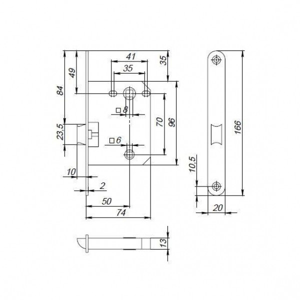Защелка врезная пластиковая PUNTO PLASTPL72-R20 SN Матовый никель