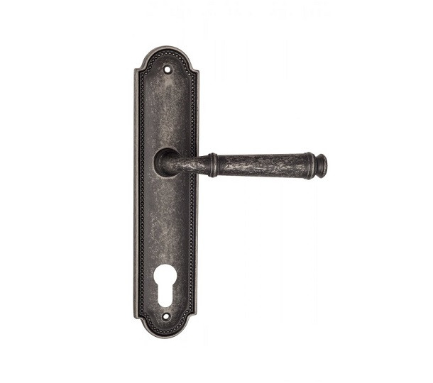 Дверная ручка на планке Fratelli Cattini FARFALLA CYL PL248-IA античное серебро