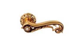 Ручка дверная CLASS 1115 Jade NEW 60 mm Золото 24К/коричневый/сваровски