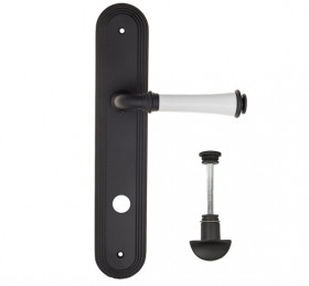 Дверная ручка на планке Fratelli Cattini GRACIA CERAMICA BIANCO WC-2 PL288-NM матовый черный