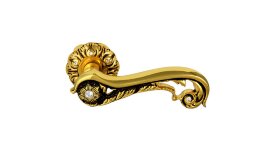 Ручка дверная CLASS 1115 Jade NEW 60 mm Золото 24К/коричневый/сваровски/6S