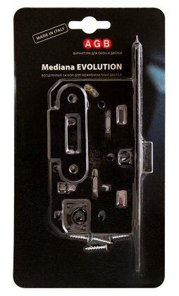 Замок межкомнатный WC AGB MEDIANA EVOLUTION B01102.50.93.567 с ответной планкой B01000.13 черный