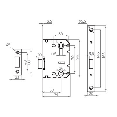 Защелка врезная AJAX MAGNLN72-50 GR графит