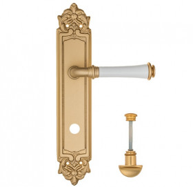 Дверная ручка на планке Fratelli Cattini GRACIA CERAMICA BIANCO WC-2 PL96-BS матовая латунь