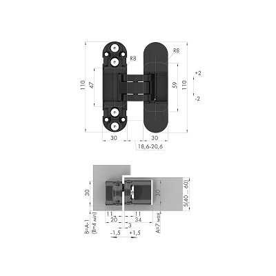 Петля скрытой установки ARMADILLO U3D2000.TG FSG/2 флорентийское золото/2
