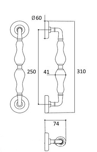 Ручка скоба Venezia LUCRECIA 310мм (250мм) D4 матовая бронза