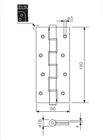 Петля пружинная JUSTOR 5814.01 180 мм матовый хром (60 кг)
