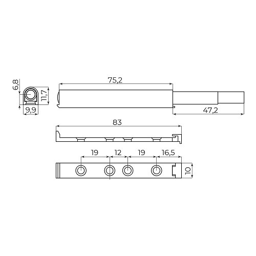 Толкатель мебельный пластиковый с магнитом AJAX DMP-85/14M WH белый
