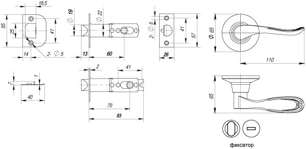 Ручка защелка PUNTO 6030 SB-B фиксатор Матовое золото