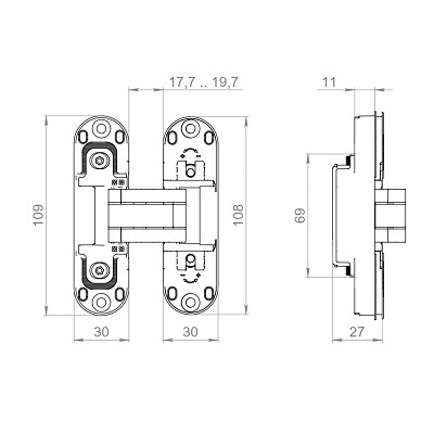 Петля скрытой установки ARMADILLO U3D2002.TG BL черный TECH
