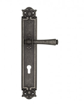 Дверная ручка на планке Venezia CALLISTO CYL PL97 античное серебро