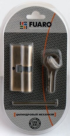 Цилиндровый механизм FUARO R600/90 mm-BL (50+10+30) PB латунь 5 кл БЛИСТЕР