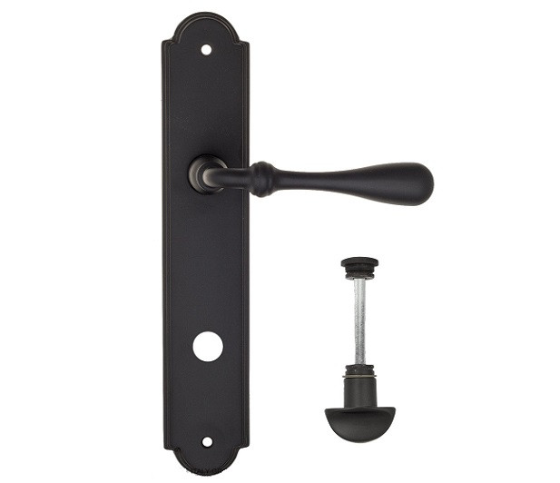 Дверная ручка на планке Fratelli Cattini RETRO WC-2 PL257-NM матовый черный