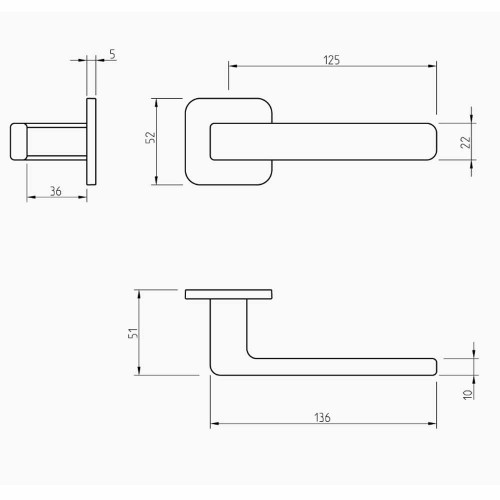 Ручка дверная Tupai 6502 5SQ RC-153 черный