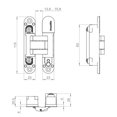 Петля скрытой установки ARMADILLO U3D3000.VPG AC медь TECH