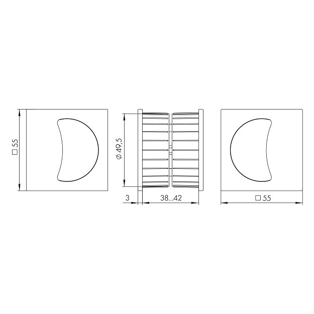 Ручка для раздвижных дверей ARMADILLO SH.QUADRO55.010 BL-26 черный