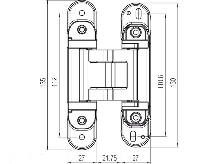KUBICA 2780 DXSX NO петля скрытая универсальная ЧЕРНЫЙ 80 kg