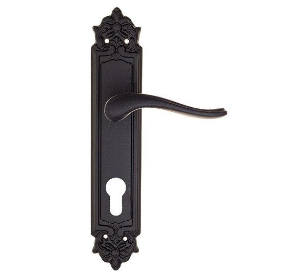 Дверная ручка на планке Fratelli Cattini LAVERA CYL PL96-NM матовый черный