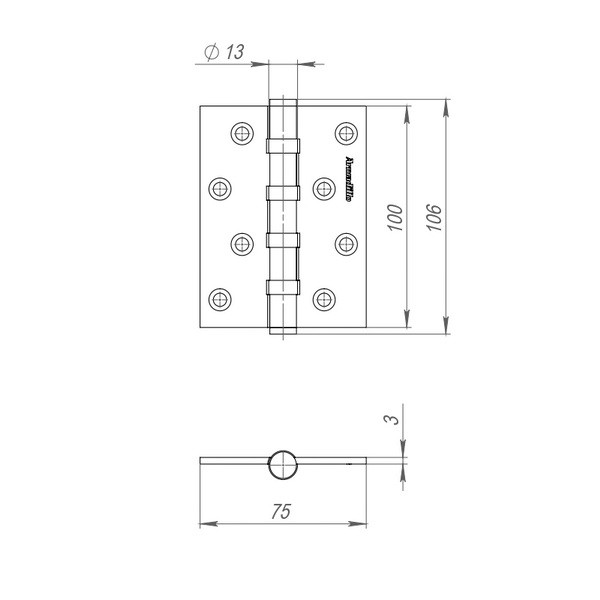 Петля универсальная ARMADILLO IN4500UC-BL MWSC 100x75x3 INOX304 итальянский тисненый