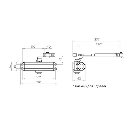 Доводчик дверной AJAX TDR-100 50-100кг BL черный