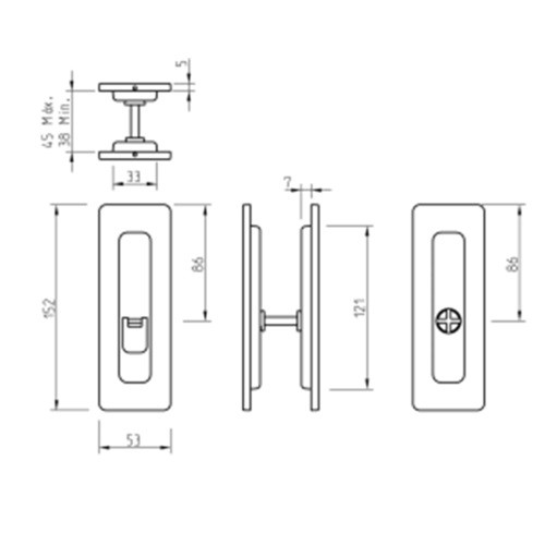 Ручка на раздвижные двери Tupai 4181 WC 5S -158 сатинированная латунь